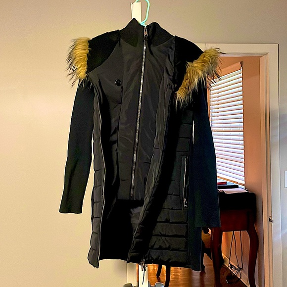 Calvin Klein down and faux fur hooded coat WORE ONCE! Size Medium!!!! - Picture 5 of 7